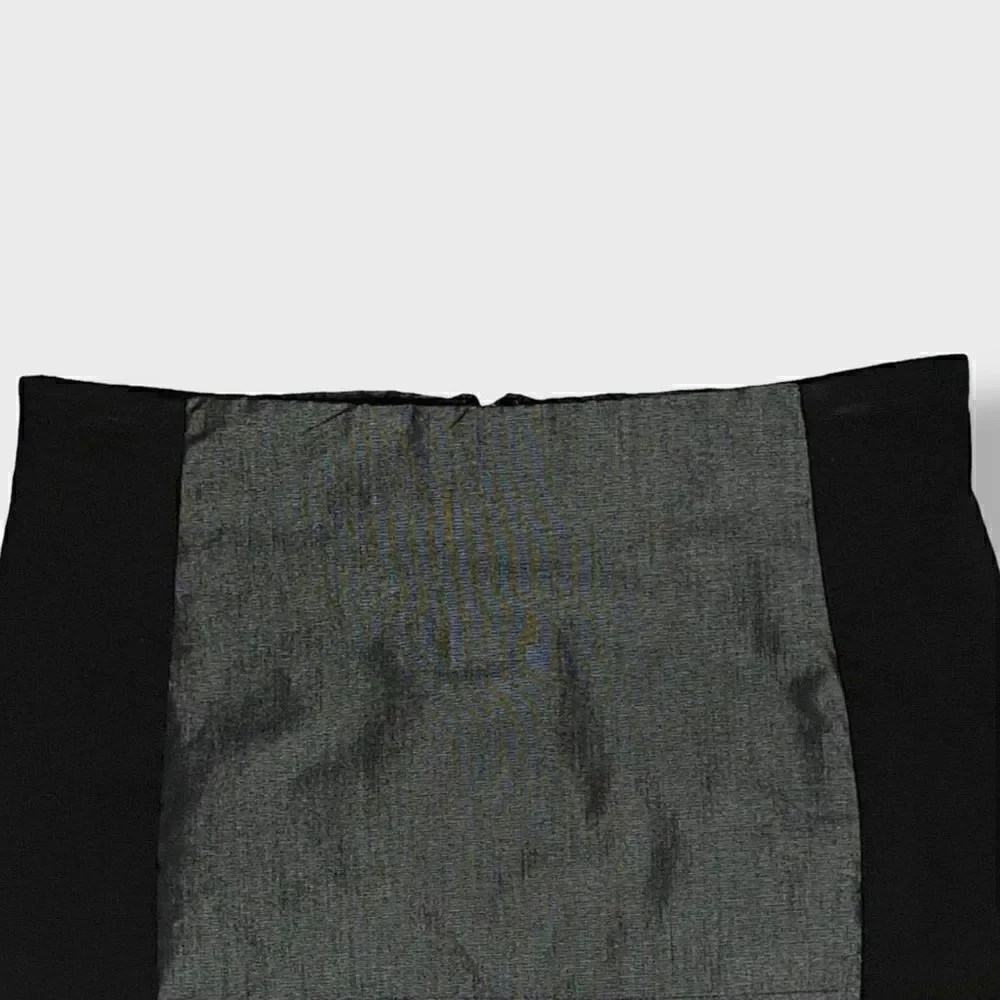 Bebe Black & Silver Stretchy Mini Skirt With Removable Elastic Belt Sz 8